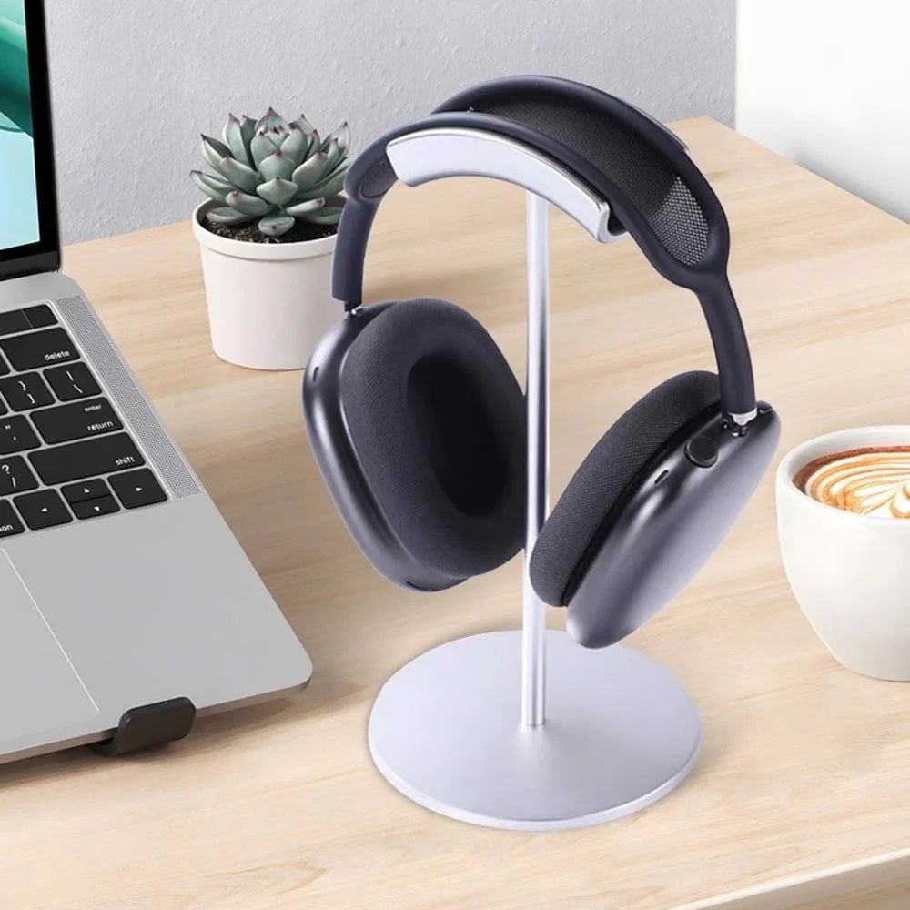 Metal Headphone Stand Aluminum Alloy Desktop Holder Anti-slip Gaming Headset Organizer Rack - Silver - 6
