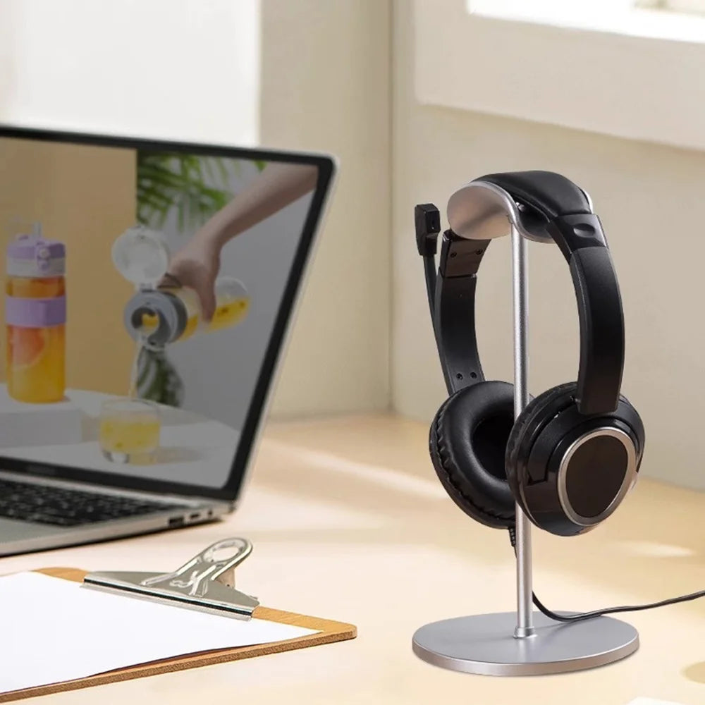 Metal Headphone Stand Aluminum Alloy Desktop Holder Anti-slip Gaming Headset Organizer Rack - Silver - 7