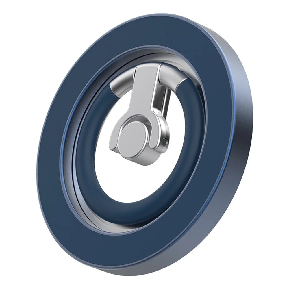Magnetic Ring Holder 360 Degree Rotation Aluminium Alloy Silicone Foldable Phone Kickstand - Dark Blue - 1