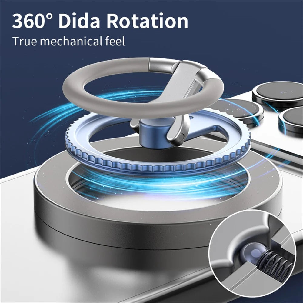 Magnetic Ring Holder 360 Degree Rotation Aluminium Alloy Silicone Foldable Phone Kickstand - Dark Blue - 3