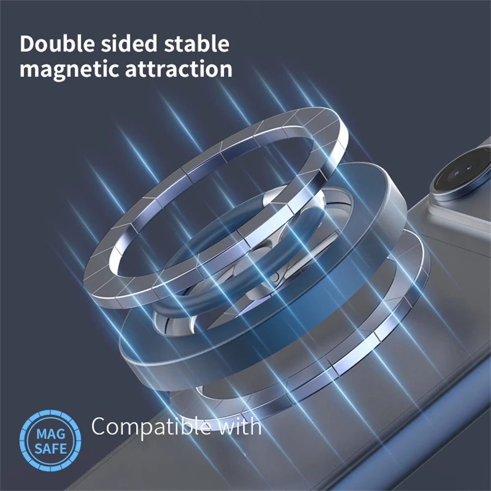 Magnetic Ring Holder 360 Degree Rotation Aluminium Alloy Silicone Foldable Phone Kickstand - Dark Blue - 4