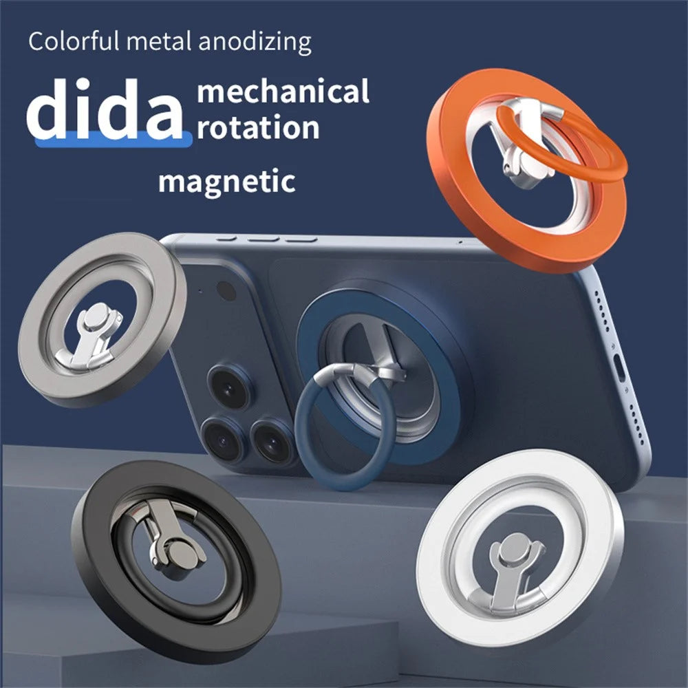 Magnetic Ring Holder 360 Degree Rotation Aluminium Alloy Silicone Foldable Phone Kickstand - Dark Blue - 7