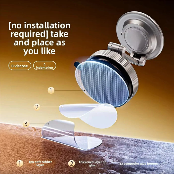 K10 Foldable Magnetic Phone Stand with Clock Adhesive Base 360 Degree Rotating Dashboard Cellphone Holder - 2