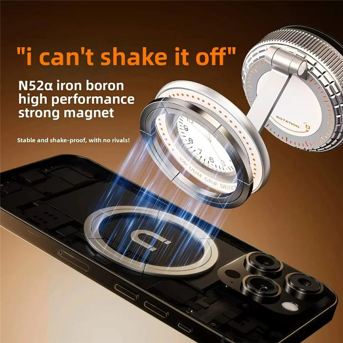 K10 Foldable Magnetic Phone Stand with Clock Adhesive Base 360 Degree Rotating Dashboard Cellphone Holder - 5