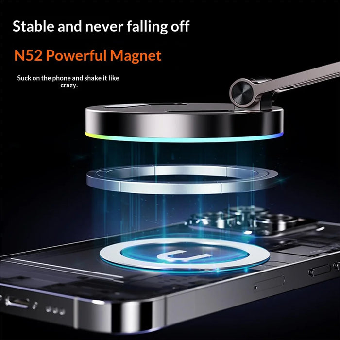 K13 15W Wireless Charging Car Phone Stand Magnetic Mount Holder 360° Rotation Dashboard for Navigation - Titanium Grey - 7