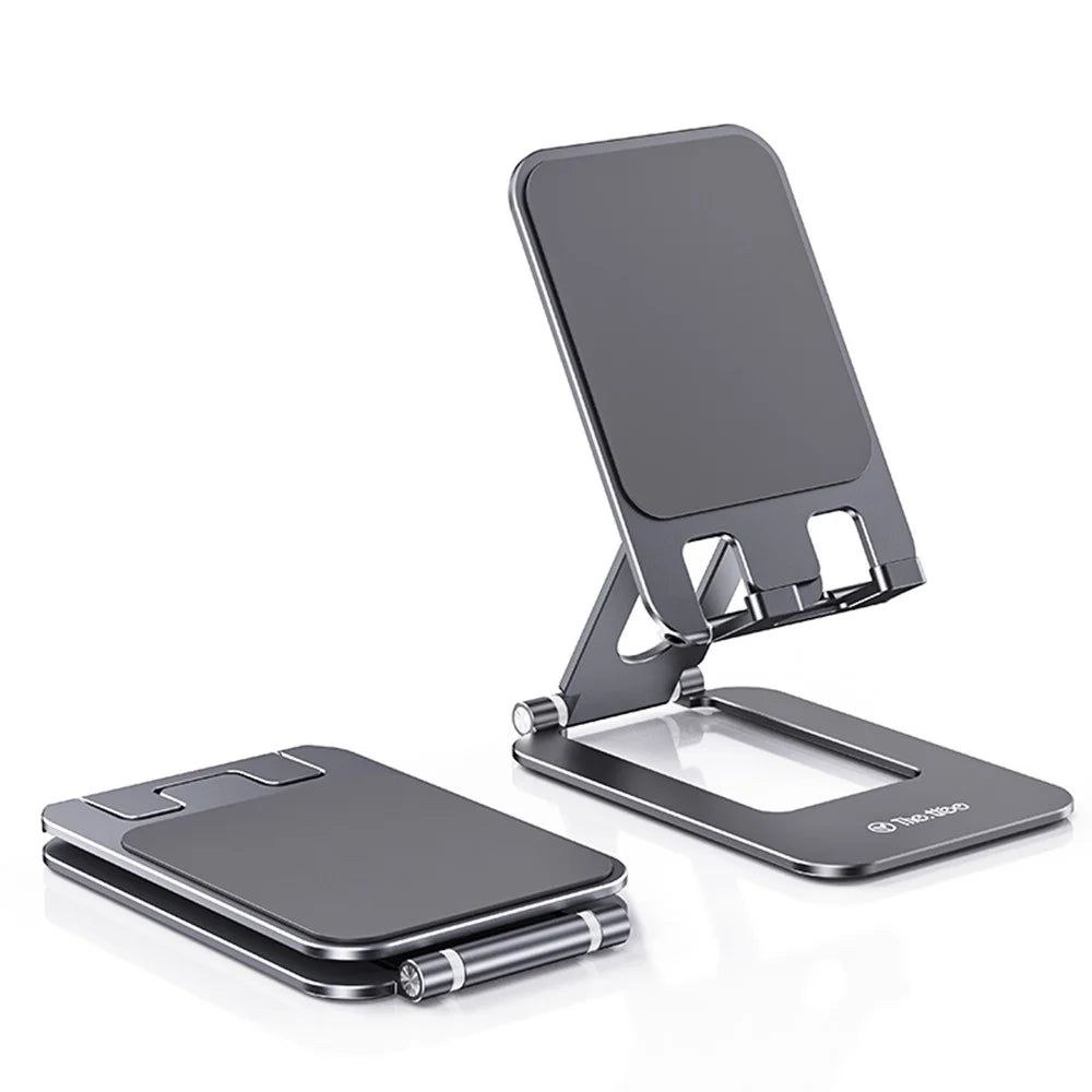 T2 MAX Foldable Phone Tablet Stand Aluminum Alloy Portable Desktop Holder for Office Study Entertainment - Grey - 2