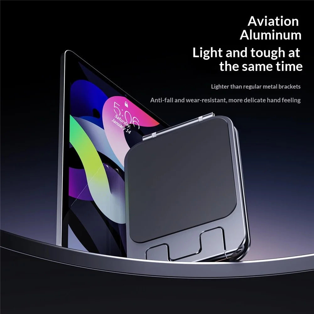 T2 MAX Foldable Phone Tablet Stand Aluminum Alloy Portable Desktop Holder for Office Study Entertainment - Grey - 3