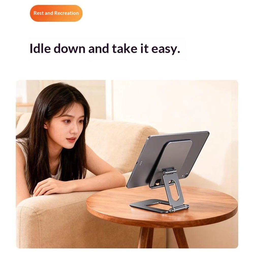 T2 MAX Foldable Phone Tablet Stand Aluminum Alloy Portable Desktop Holder for Office Study Entertainment - Grey - 6