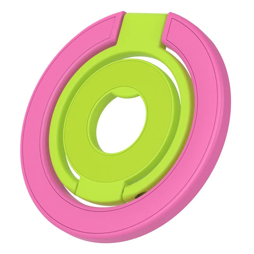 Magnetic Phone Ring Holder Compatible with MagSafe Triple Fold 360 Degrees Rotation Stand Multi-functional Mount - Rose - 1