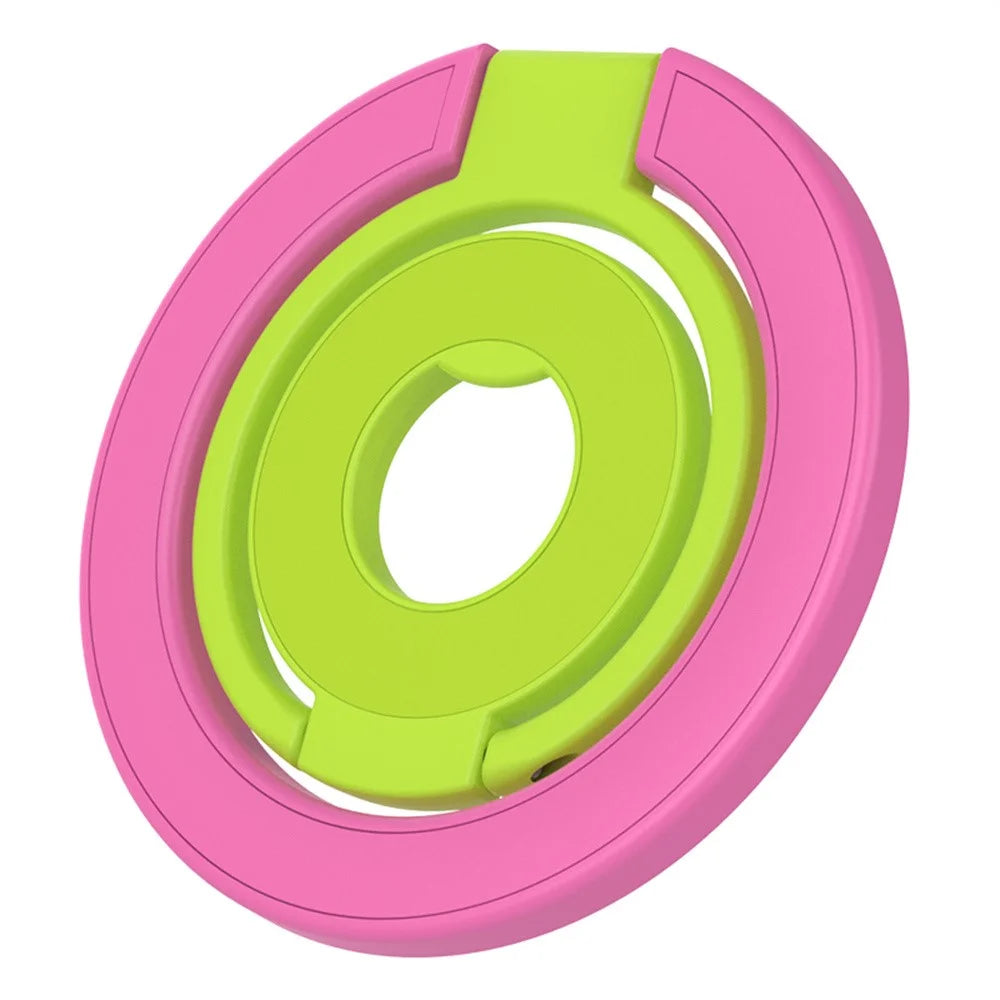 Magnetic Phone Ring Holder Compatible with MagSafe Triple Fold 360 Degrees Rotation Stand Multi-functional Mount - Rose - 1