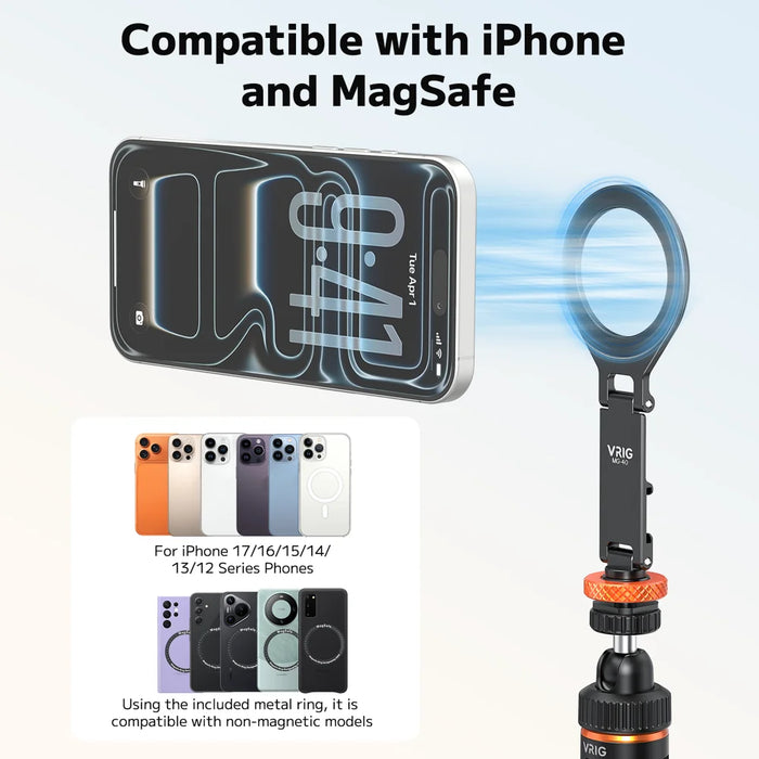 VRIG MG-40 Action Camera Mount Magnetic Phone Stand Foldable Cellphone Holder with Cold Shoe Mount 1 / 4 Screw Hole - A0301-MG / 40 - 3