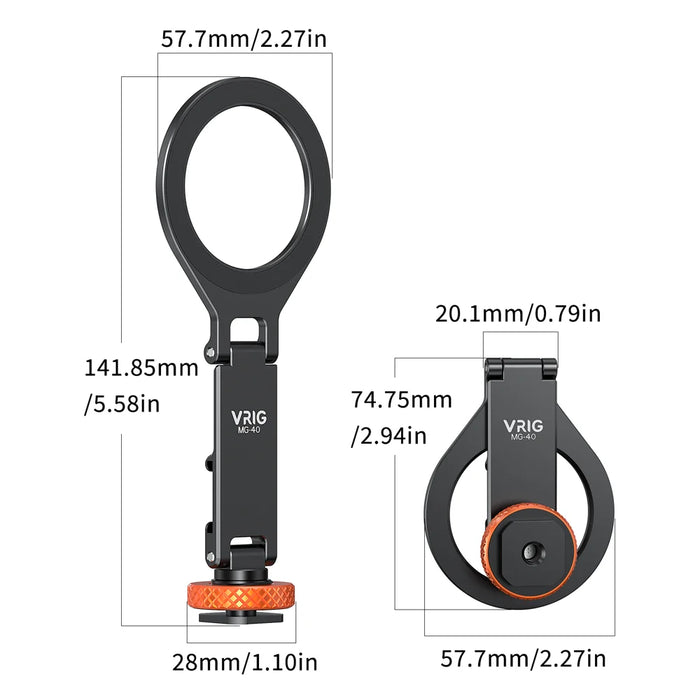 VRIG MG-40 Action Camera Mount Magnetic Phone Stand Foldable Cellphone Holder with Cold Shoe Mount 1 / 4 Screw Hole - A0301-MG / 40 - 6
