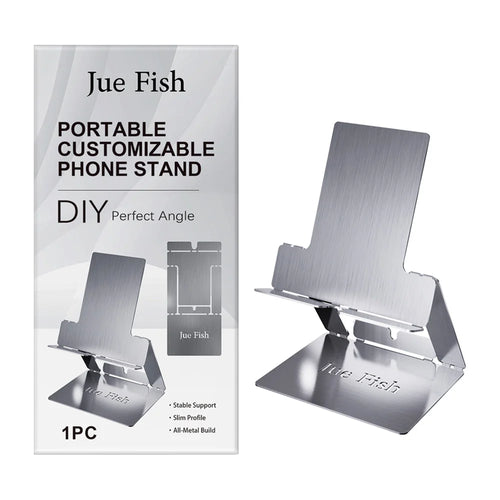 JUE-FISH Portable Foldable Phone Stand Galvanized Steel Adjustable Metal Desktop Cellphone Holder - 1 Piece - 1