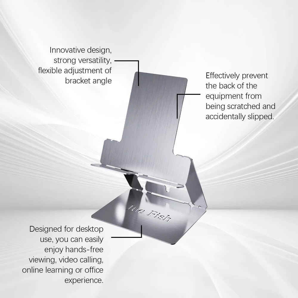 JUE-FISH Portable Foldable Phone Stand Galvanized Steel Adjustable Metal Desktop Cellphone Holder - 1 Piece - 4