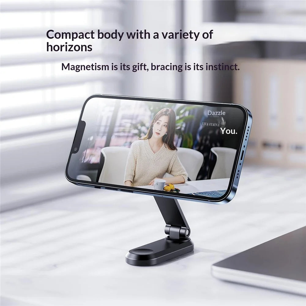 Z20 Dual-sided Magnetic Phone Stand Foldable Aluminum Desktop Holder 360 Degree Rotation Adjustable Mount for iPhone 17  /  16  /  15  /  14  /  Galaxy - Grey - 6