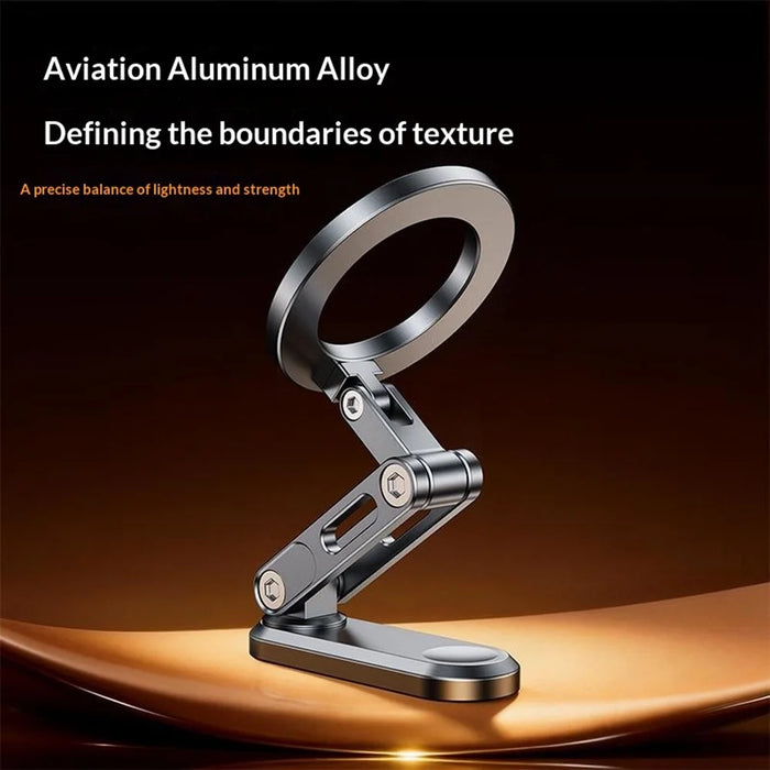 Z21 Dual-Sided Magnetic Phone Stand Foldable Aluminum Alloy 360 Degree Adjustable Double Sided Phone Holder for iPhone 17  /  16  /  15  /  14  /  Galaxy - Grey - 5