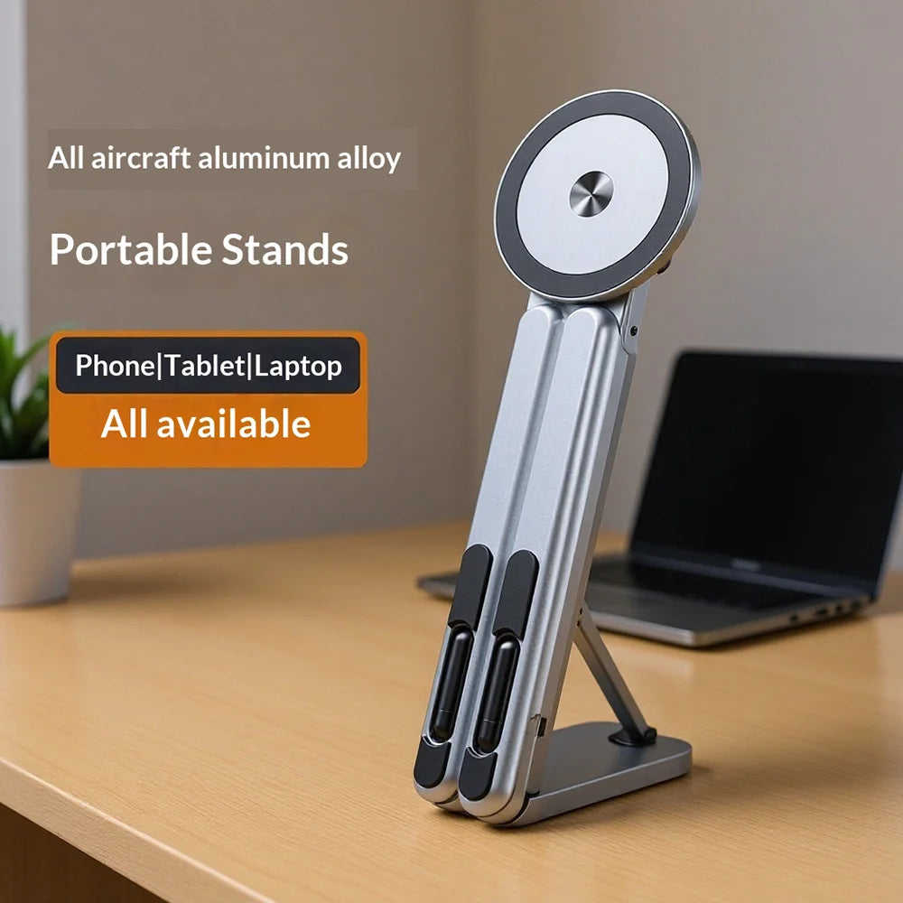 Multi-functional Magnetic Cellphone Holder Stand Aluminum Alloy Foldable Bracket for Phone Tablet Laptop - Tarnish - 2