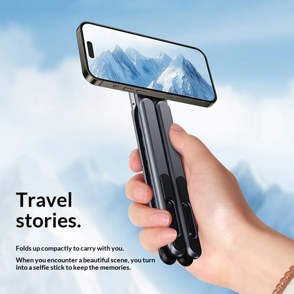 Multi-functional Magnetic Cellphone Holder Stand Aluminum Alloy Foldable Bracket for Phone Tablet Laptop - Tarnish - 3
