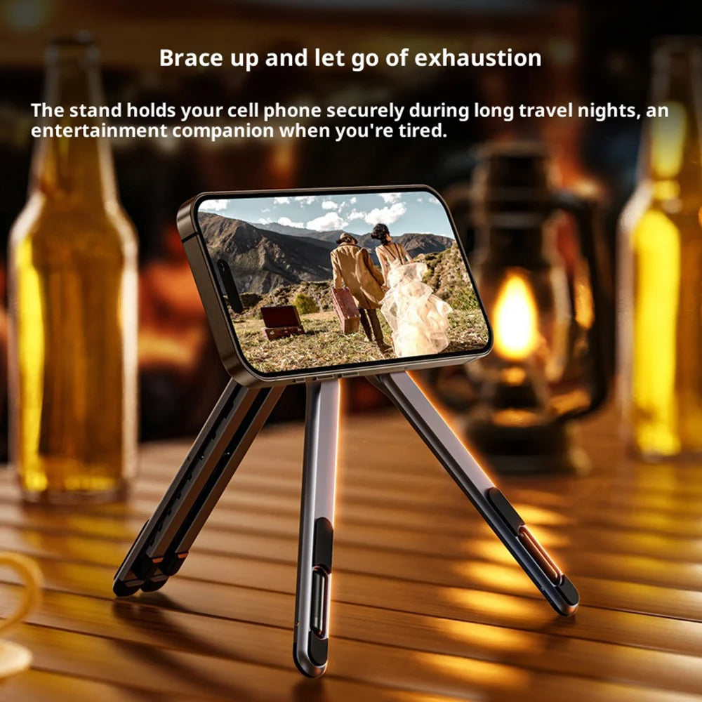 Multi-functional Magnetic Cellphone Holder Stand Aluminum Alloy Foldable Bracket for Phone Tablet Laptop - Tarnish - 4