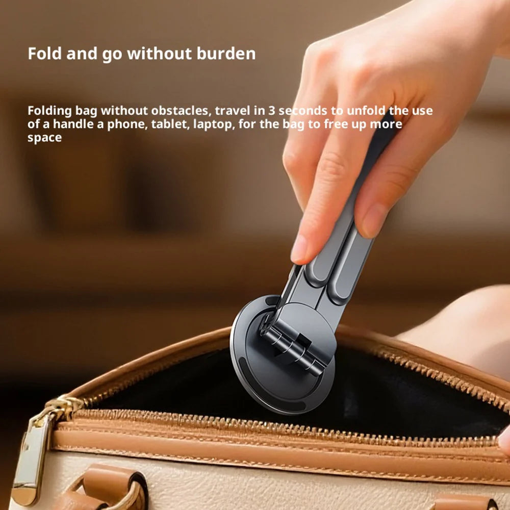 Multi-functional Magnetic Cellphone Holder Stand Aluminum Alloy Foldable Bracket for Phone Tablet Laptop - Tarnish - 5