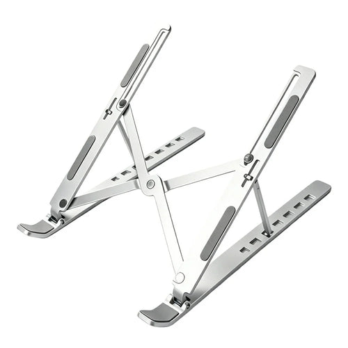 Carbon Steel Foldable Laptop Stand 7-Level Height Adjustable Desktop Holder for Notebook Up To 18 Inch - Silver - 1