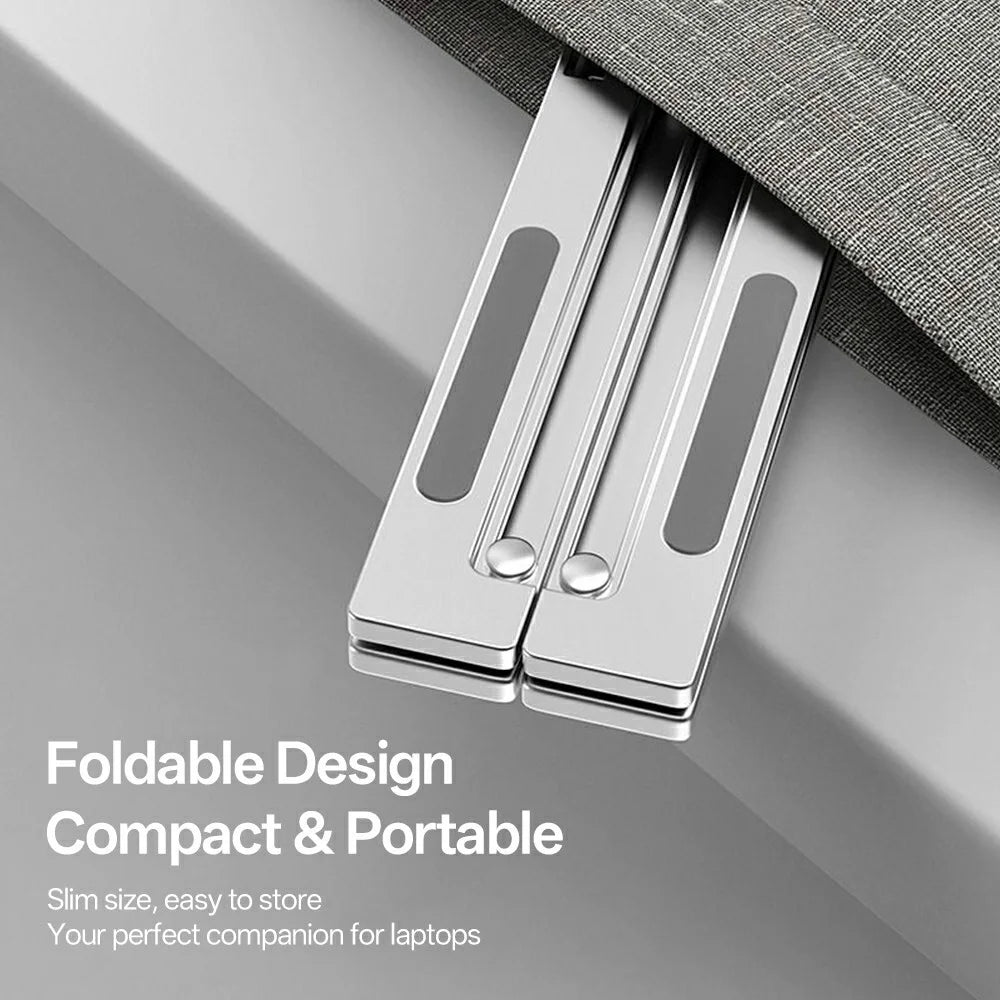 Carbon Steel Foldable Laptop Stand 7-Level Height Adjustable Desktop Holder for Notebook Up To 18 Inch - Silver - 2