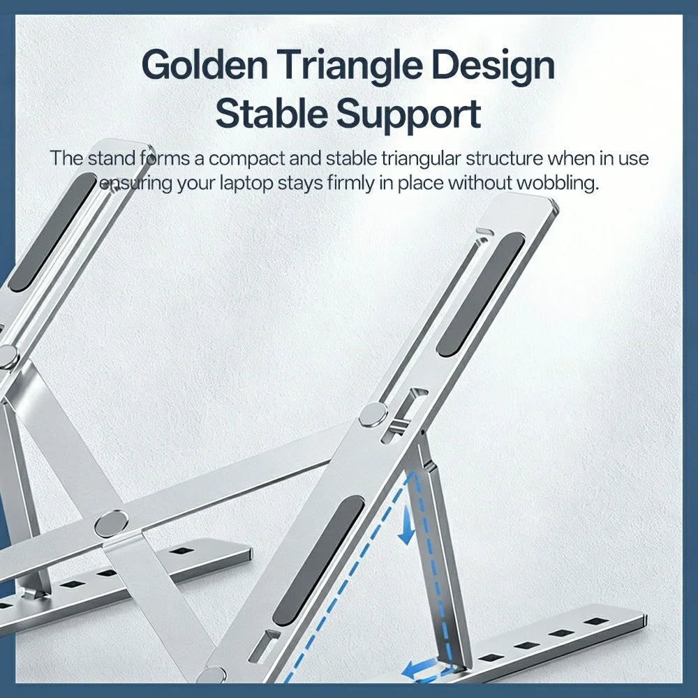 Carbon Steel Foldable Laptop Stand 7-Level Height Adjustable Desktop Holder for Notebook Up To 18 Inch - Silver - 5