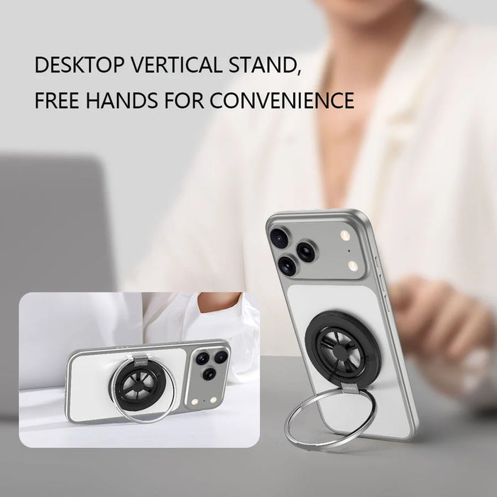 LEREACH LRFP-01 StarRing Series Magnetic Phone Ring Holder 360 Degree Rotation Cellphone Stand - Black - 7