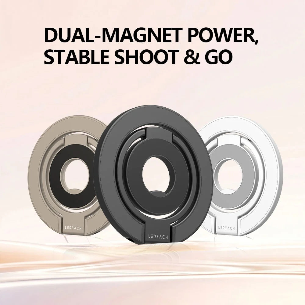LEREACH LRFP-03 StarRing Series Magnetic Ring Holder 360 Degree Rotating Triple Ring Phone Stand - Black - 2