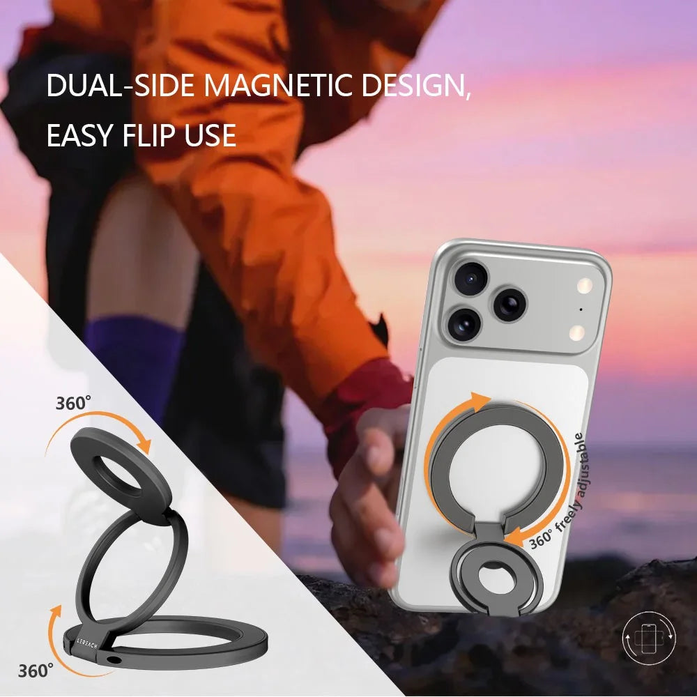 LEREACH LRFP-03 StarRing Series Magnetic Ring Holder 360 Degree Rotating Triple Ring Phone Stand - Black - 3