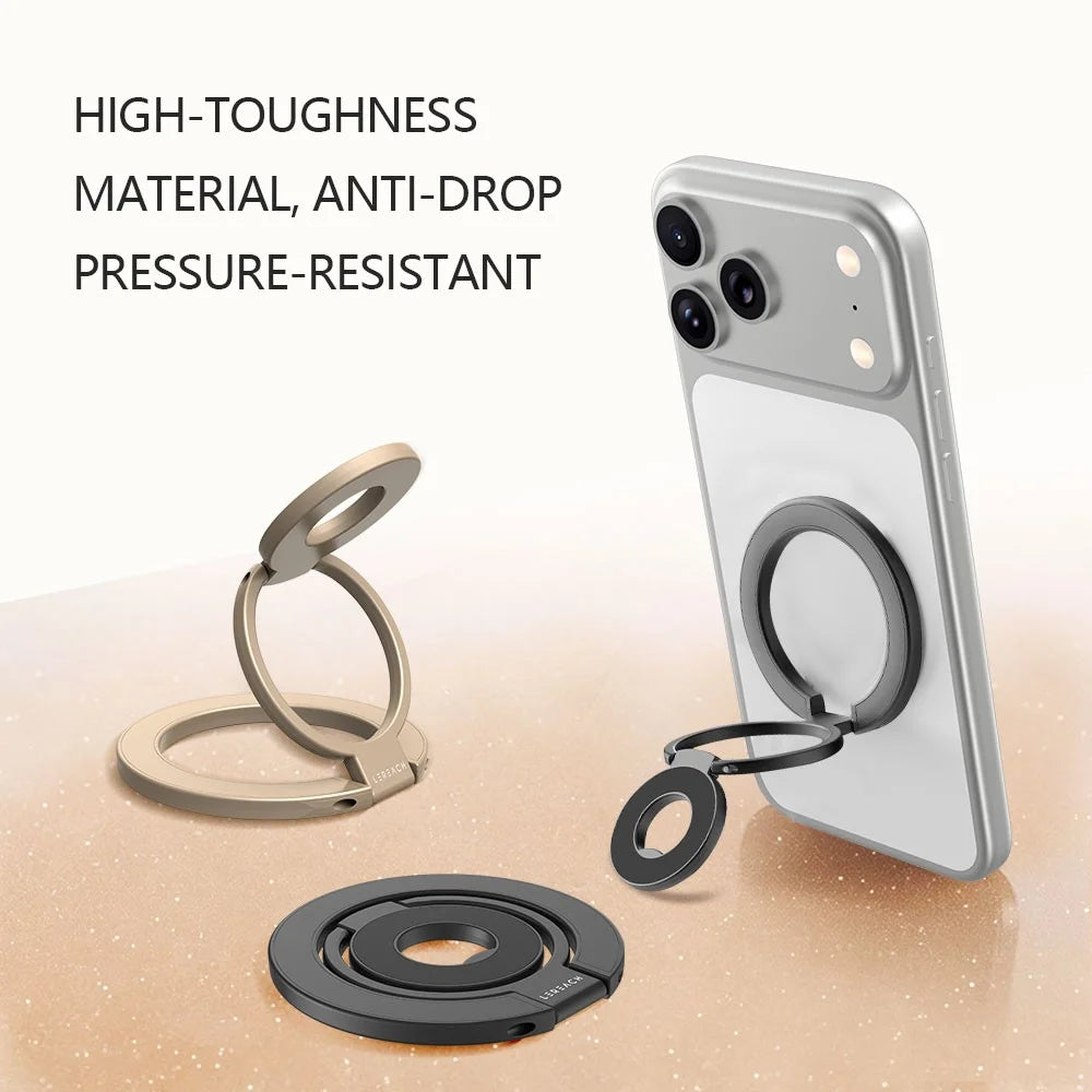 LEREACH LRFP-03 StarRing Series Magnetic Ring Holder 360 Degree Rotating Triple Ring Phone Stand - Black - 5