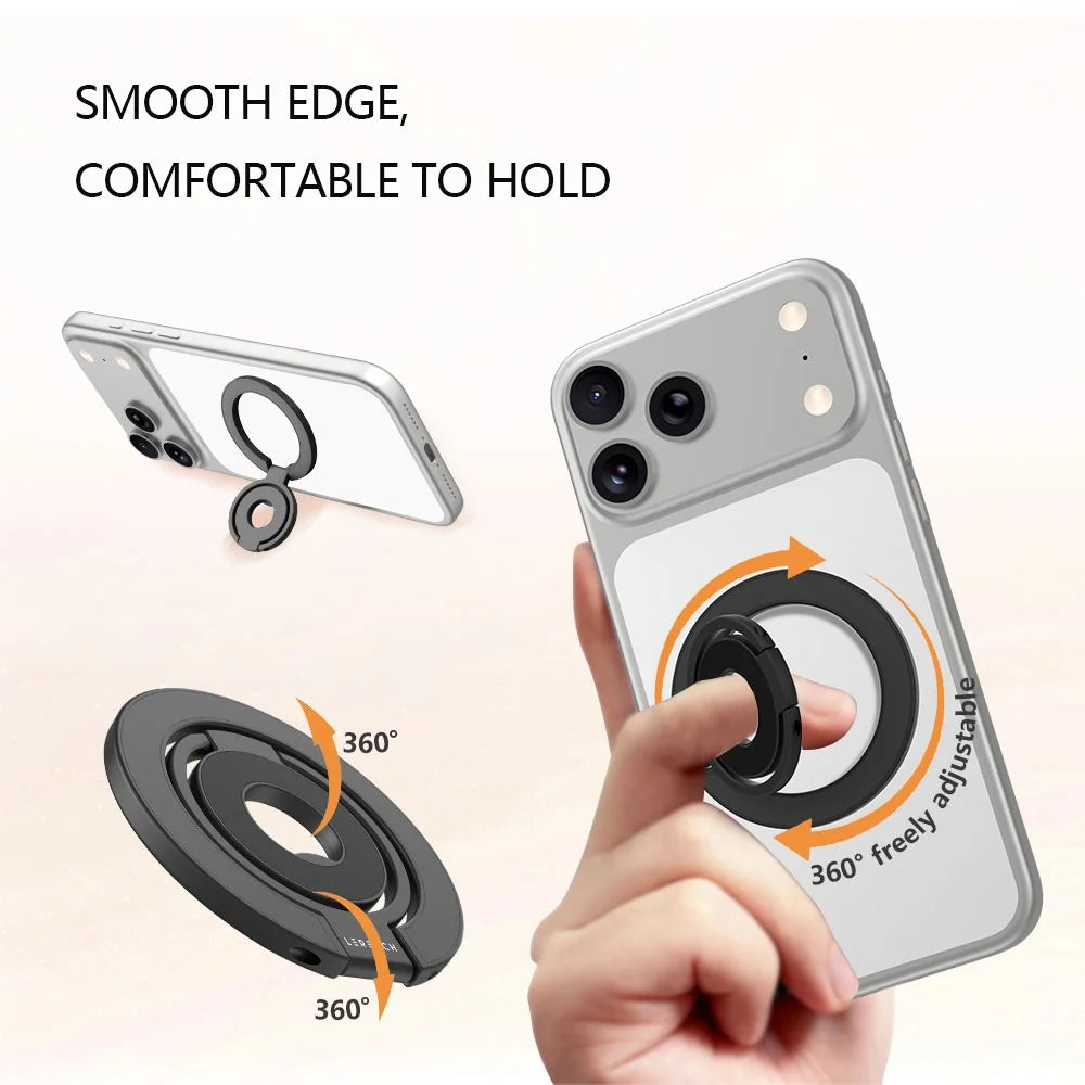 LEREACH LRFP-03 StarRing Series Magnetic Ring Holder 360 Degree Rotating Triple Ring Phone Stand - Black - 6
