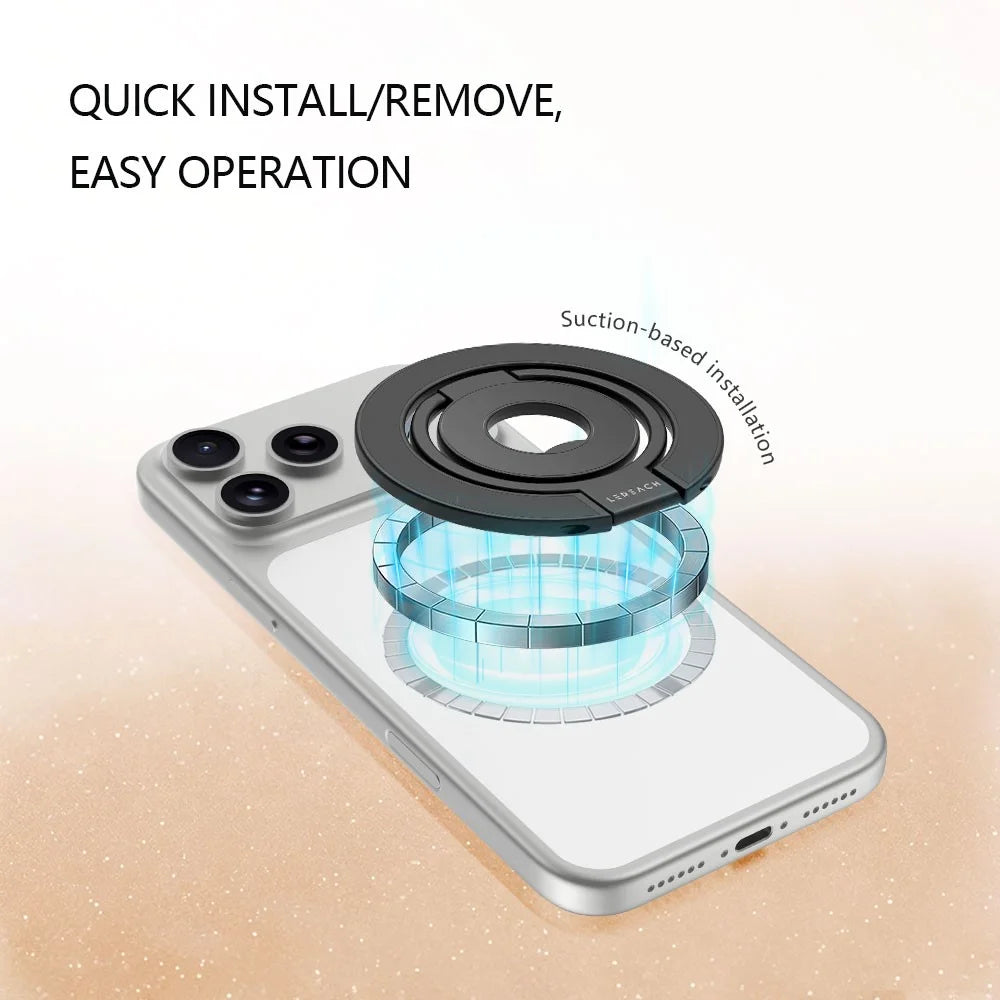 LEREACH LRFP-03 StarRing Series Magnetic Ring Holder 360 Degree Rotating Triple Ring Phone Stand - Black - 7