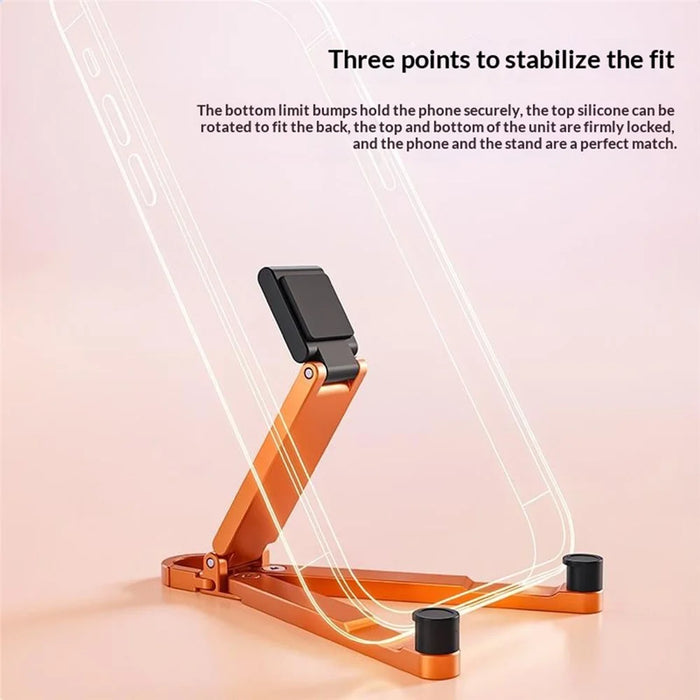 T11 Multifunctional Keychain Mini Phone Stand Foldable Aluminum Desktop Holder Portable Mobile Support Bracket - Orange - 2