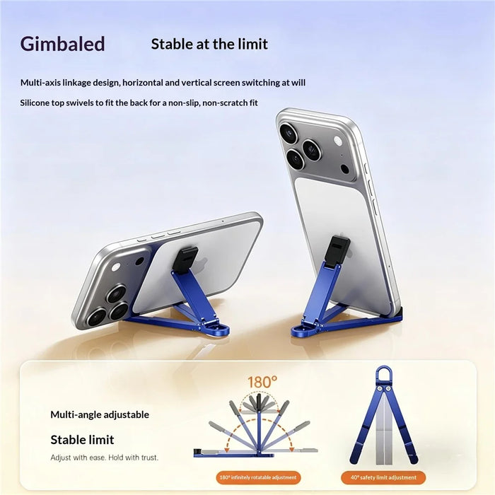 T11 Multifunctional Keychain Mini Phone Stand Foldable Aluminum Desktop Holder Portable Mobile Support Bracket - Orange - 4