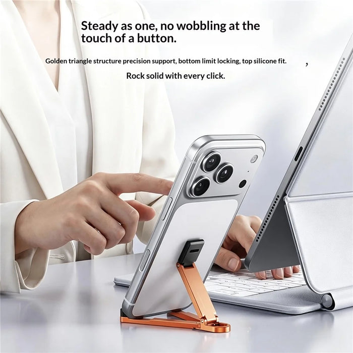 T11 Multifunctional Keychain Mini Phone Stand Foldable Aluminum Desktop Holder Portable Mobile Support Bracket - Orange - 6
