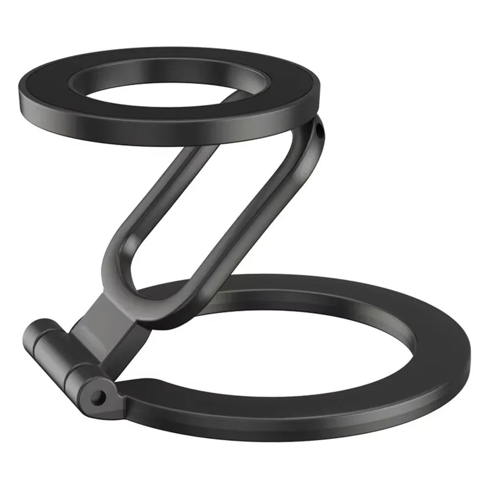 Double-Sided Magnetic Phone Stand Ring Holder Compatible with MagSafe 360 Degree Adjustable Metal Stand for iPhone 17  /  16  /  15  /  14  /  Samsung  /  Galaxy - Black - 1