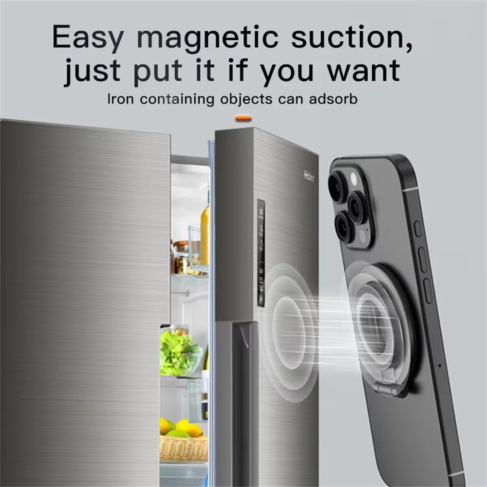 Double-Sided Magnetic Phone Stand Ring Holder Compatible with MagSafe 360 Degree Adjustable Metal Stand for iPhone 17  /  16  /  15  /  14  /  Samsung  /  Galaxy - Black - 3