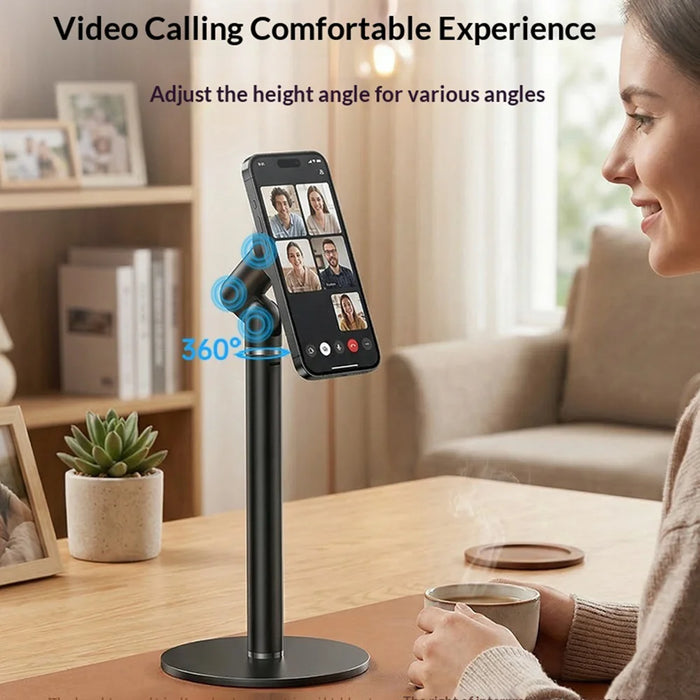 YESIDO C303 Desktop Phone Stand Adjustable Height Magnetic Mount Cellphone Holder for Live Streaming - Black - 4