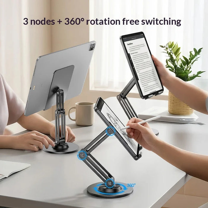 YESIDO C302 Desktop Tablet Stand 360 Degree Rotation 3-Axis Foldable Phone Holder Bracket - Black - 3