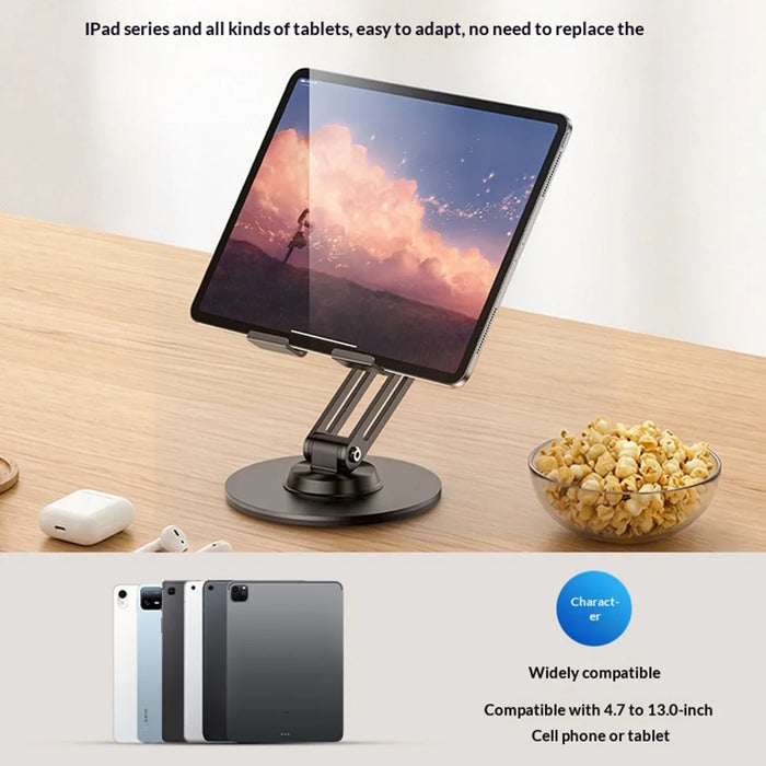 YESIDO C302 Desktop Tablet Stand 360 Degree Rotation 3-Axis Foldable Phone Holder Bracket - Black - 5