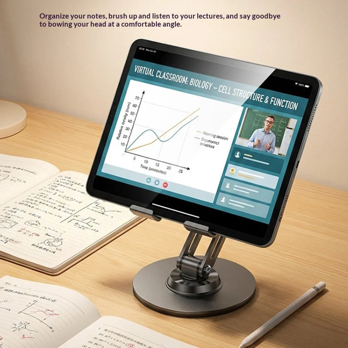 YESIDO C302 Desktop Tablet Stand 360 Degree Rotation 3-Axis Foldable Phone Holder Bracket - Black - 7