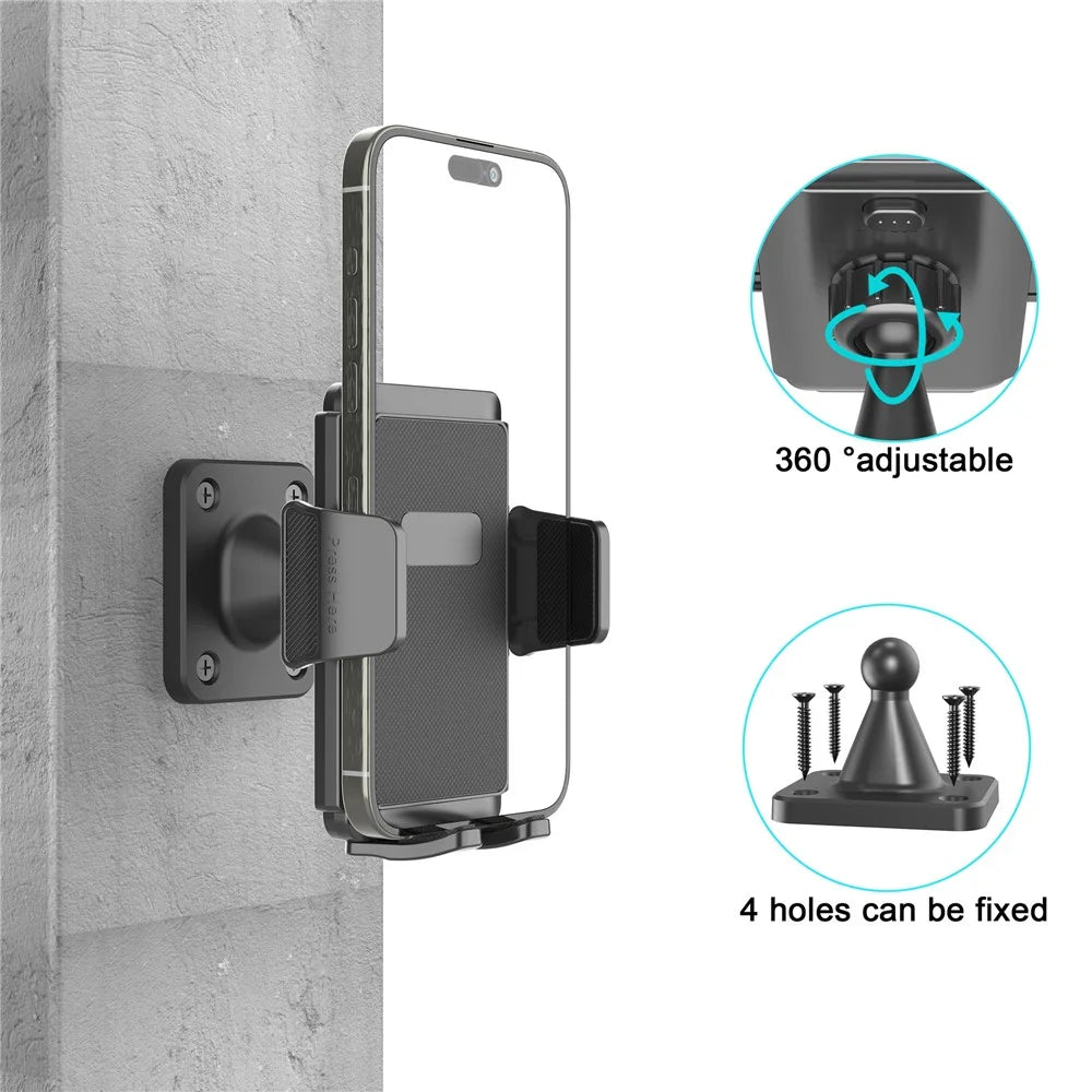 Wall-Mounted Phone Holder 360 Degree Adjustable Phone Stand for 4.7-7.2 Inch Smartphones Kitchen Bathroom Shower Mirror Phone Mount - 2