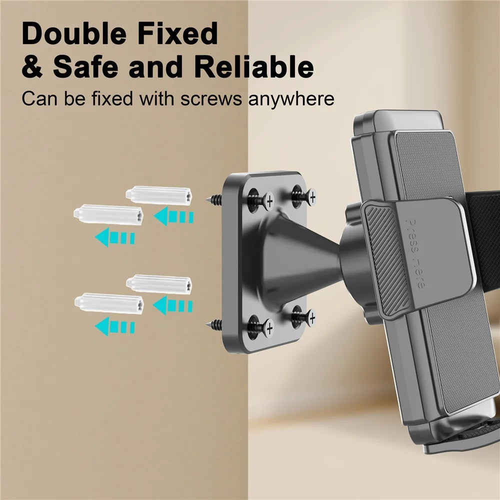 Wall-Mounted Phone Holder 360 Degree Adjustable Phone Stand for 4.7-7.2 Inch Smartphones Kitchen Bathroom Shower Mirror Phone Mount - 3