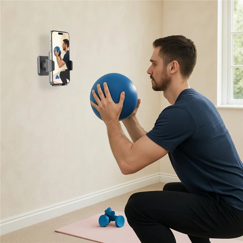 Wall-Mounted Phone Holder 360 Degree Adjustable Phone Stand for 4.7-7.2 Inch Smartphones Kitchen Bathroom Shower Mirror Phone Mount - 7