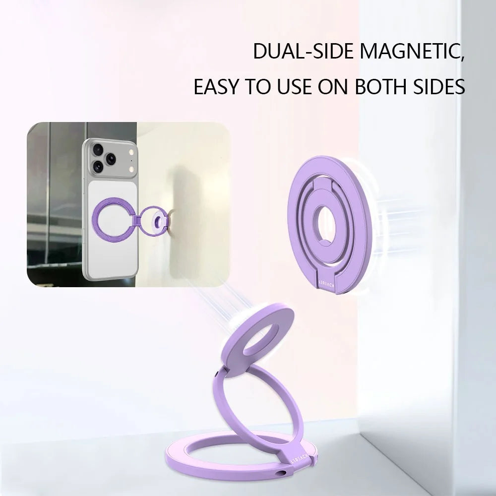 LEREACH LRFP-05 Magnetic Ring Holder Stand Triple Ring Adjustable Phone Grip Kickstand - Purple - 2