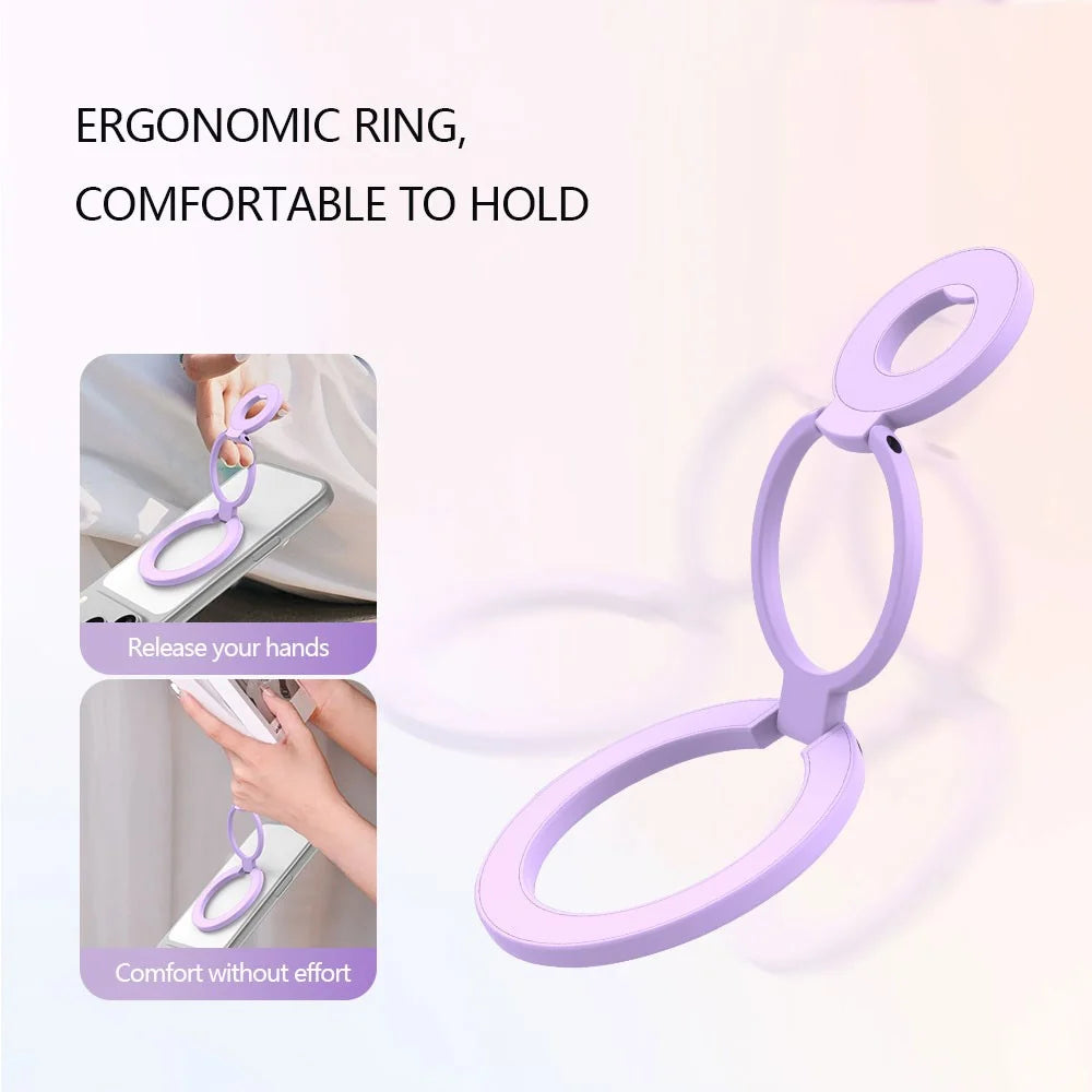 LEREACH LRFP-05 Magnetic Ring Holder Stand Triple Ring Adjustable Phone Grip Kickstand - Purple - 3