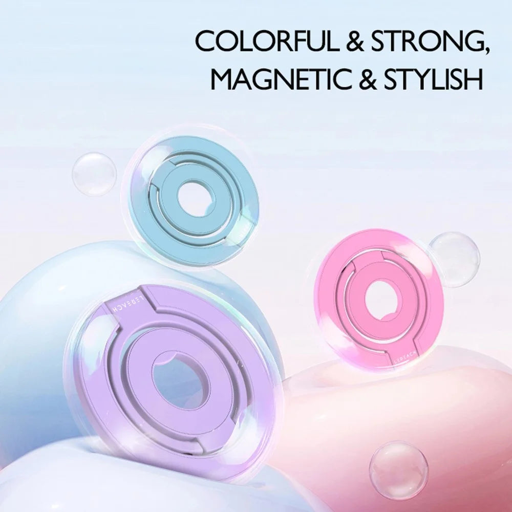 LEREACH LRFP-05 Magnetic Ring Holder Stand Triple Ring Adjustable Phone Grip Kickstand - Purple - 4