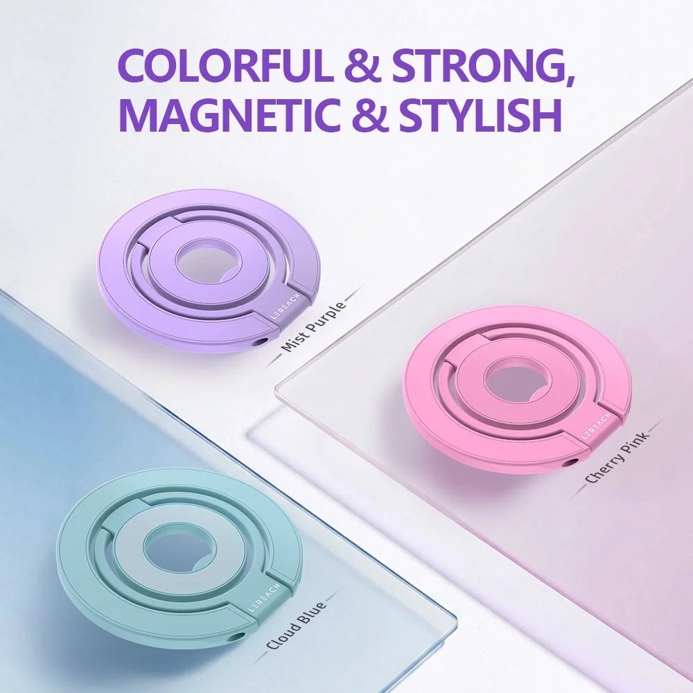 LEREACH LRFP-05 Magnetic Ring Holder Stand Triple Ring Adjustable Phone Grip Kickstand - Purple - 7
