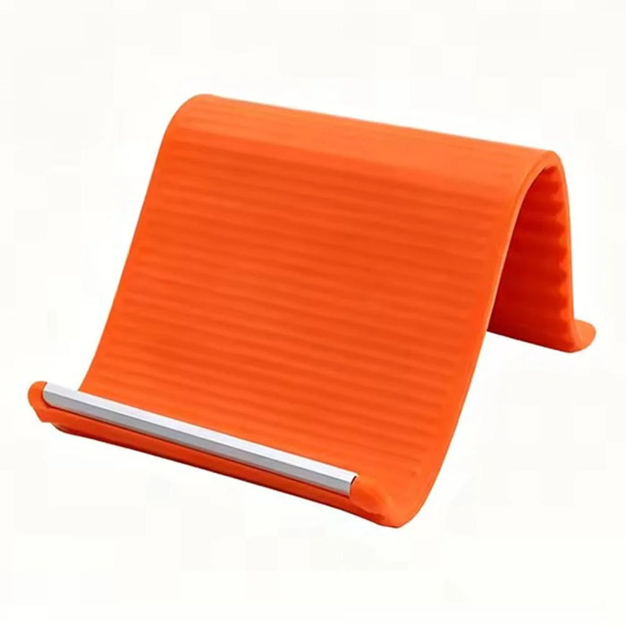 Flexible Silicone Desktop Stand Universal Phone Tablet Foldable Lazy Bracket 2-in-1 Desktop Hanging Mount - Orange - 1
